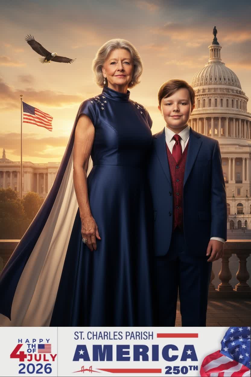 America 250 AI portrait — guests styled at the U.S. Capitol with a bald eagle, MirrorPIX New Orleans