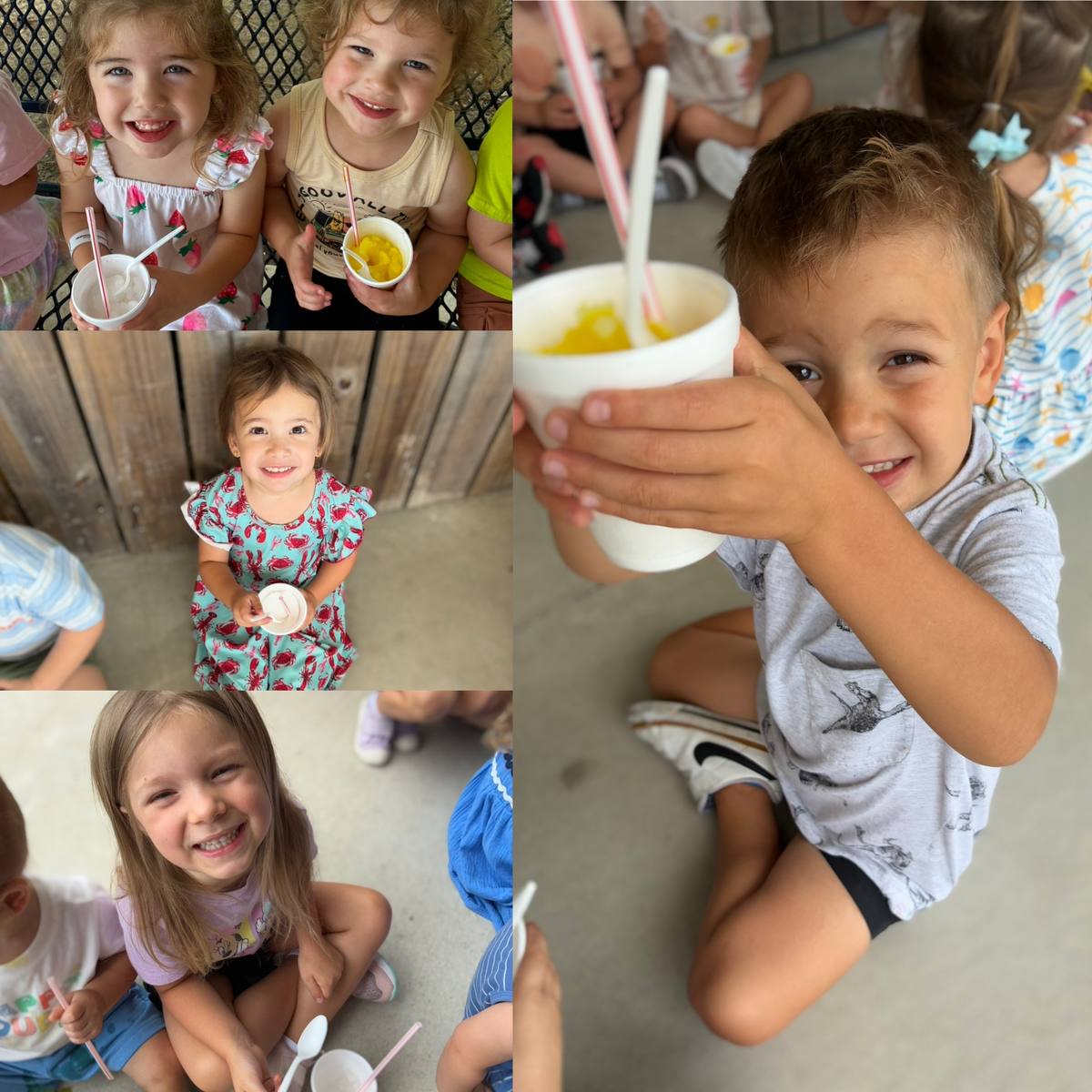 Kids enjoying Snow-La-Lah New Orleans snowballs